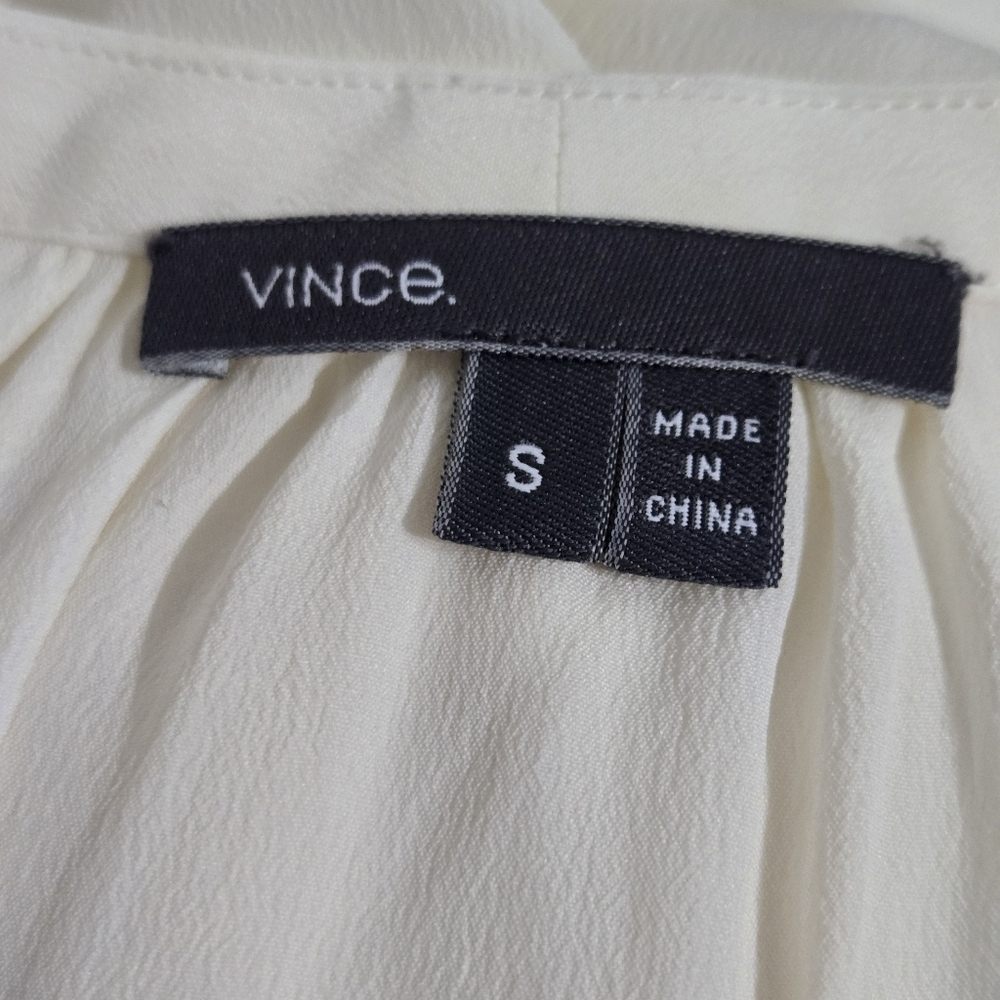 Vince Ivory Silk Blend Ruffled Button Down Tank Top - Picture 7 of 7